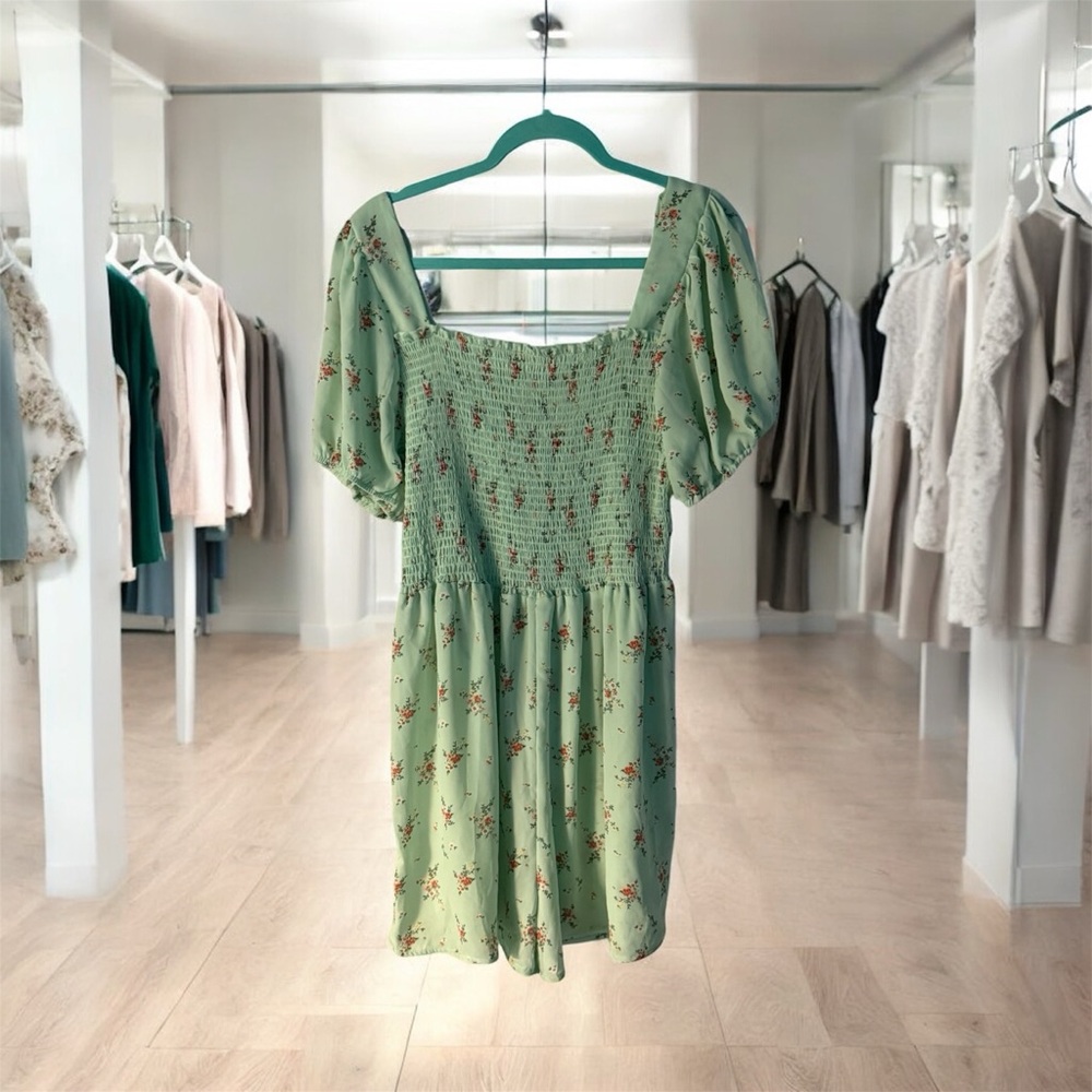 Floral Green Romper
